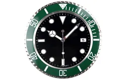 Illuminated wall clock&comma; analog clock diameter 34 cm&comma; silent non-ticking wall clock battery powered decoration for kitchen&comma; office&comma; bedroom&comma; bathroom&comma; luxury&comma; &lpar;Black Green A3&rpar;