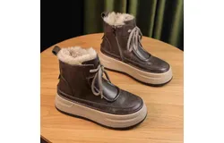 zukalun Snow boots&comma; women&apos;s winter ankle boots&comma; women&apos;s warm fleece boots&comma; thickened shoes&comma; zipper flat sneakers&comma; outdoor boots
