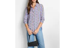Nic &plus; Zoe Solstice Stripe Shirt In Purple Multi