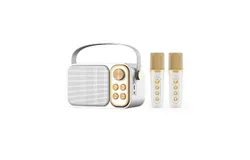 Karaoke Machine for Kids with 2 Wireless Microphones&comma; Mini Karaoke System with 7 Voice Effects&comma; Portable Bluetooth Speaker for Kids&comma; Ideal Gift for Girls&comma; Ideal for Party&comma; Birthday&comma; Family Meeting