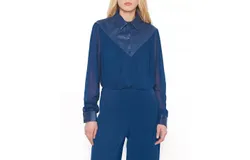 As By Df Jenna Blouse In Navy Blue