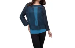 Liv By Habitat Croped Mesh 2-Tone Topper&sol;sweater In Ocean