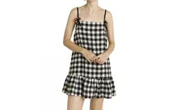 Aureum Bow Trim Tweed Mini Dress In Black