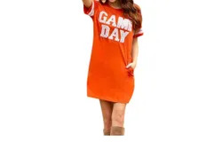 Your Fashion Wholesale Game Day Sequin Tee Shirt Dress In Orange