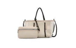 Jen & Co&period; Coralia Mini Neoprene Tote & Pouch In Beige Latte