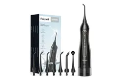 COSLUS Water Dental Flosser Teeth Pick&colon; Portable Cordless Oral Irrigator 300ML Rechargeable Travel Irrigation Cleaner IPX7 Waterproof  5020E &comma;BLACK