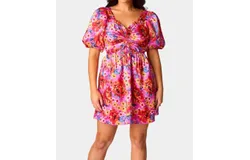 Buddylove Hannah Elastic Waist Mini Dress In Daisy Days