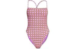 Tory Burch Women&apos;s 3D Drawstring Back Checkered One Piece Swimsuit In Lavender