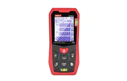 UNI-T LM50A Laser Distance Measure Meter 50M with 2 Bubble Levels LCD Backlit Display Pythagorean Mode Measure Distance Area Volume Mute Function 99 Groups Data Storage Carrying Bag
