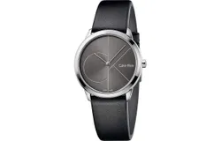 Reloj Calvin Klein Mujer &vert; Coleccion Minimal &vert; Modelo K3M221C3 &vert; Caja Redonda &vert; Ø 35mm Acero inoxidable &vert; Cierre Hebilla &vert; Movimiento Cuarzo &vert; Dial Gris &vert; Cristal Mineral &vert; Correa Cuero Negro &vert; 30m &sol; 3 ATM &vert; Línea Clásico