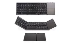Foldable Bluetooth Keyboard&comma; Pocket-sized Portable Wireless Keyboard with Touchpad for Mac OS&comma; Android&comma; Windows&comma; Linux&comma; PC&comma; Tablet with Rechargeable Li-Ion Battery - Black