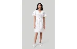 Pleated Tent Dress in Polka Embroidery