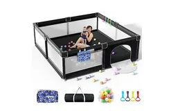 Playpen&comma; 79" X 71" Extra Large Playpen&comma; Play Pen for Babies and Toddlers&comma; Kids Play Pen&comma; Sturdy Safety Play Yard&comma; Baby Fence with gate&comma; Play Pin for Toddler &lpar;Black&rpar;