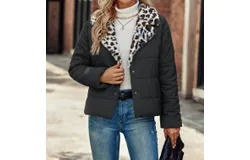 Unishe Leopard Fleece Jacket Coat In Black