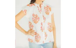 Victoria Dunn Bays Button Front Blouse In Emberglow