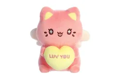 Aurora® Enchanting Tasty Peach® 18cm Candy Heart Meowchi Dark Pink Stuffed Animal