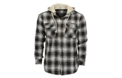 Camiseta de franela a cuadros con capucha removible para hombre Gioberti