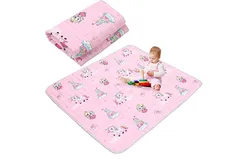 Boho Portable Baby Play Mat&comma; 43 x 43 Inch Washable Foldable Crawling Mat&comma; Non Slip Playmat for Babies&comma; Kids Play Mats Pad for Floor Playpen Toddler Infants Tummy Time Activity &lpar;Pink Unicorn&rpar;