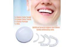 Snap On Bottom Upper Lower False Teeth Dental Veneers Dentures Fake Tooth Smile