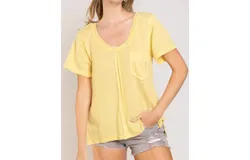 Pol Waffle Pocket Tee Top In Yellow