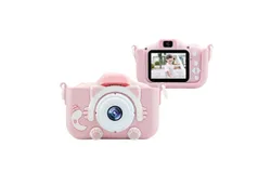 Children&apos;s digital camera HD children&apos;s mini camera toy&comma; HD dual camera cat pink
