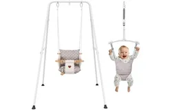 2 in 1 Baby Jumper & Swing&comma; Baby Jumper for Indoor and Outdoor Use&comma; Baby Swing with Foldable Stand&comma; Stable Toddler Swing Set（White）