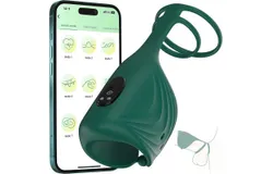 Double Ring APP Trainer&comma; Glans Vibrator Penis Exerciser&comma; Delay Lock Cum Ring Sex Toys