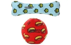MIGHTYNO Stuff Ball &bsol;u2013 Squeaky Plastic Core&period; 2-in-1 Toy&period; Made Durable&comma; Strong & Tough&period; Interactive Play &lpar;Tug&comma; Toss & Fetch&rpar;& Floats &lpar;Red&comma; Combo Pack &num;1&rpar;