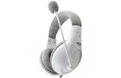 Head-mounted computer headphones dual-hole notebook English speaking and listening headphones with microphone-white