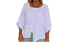Look Mode Usa Flair Asymmetric Linen Top In White
