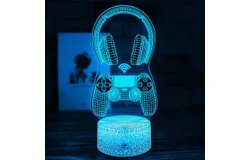 1pc Plug-in 7 Color Gaming Headset Handle with 3D Touch Screen Night Light&comma; Novelty Desktop Night Light&comma; Bedroom Ambient Decorative Table Lamps-PS4