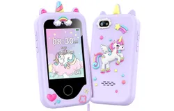 Kids Smart Phone for &comma;  2&period;8" Touchscreen Toddler Learning Play Toy Phone with Dual Camera&comma; Game&comma; Music Player&comma; 8G SD Card &comma;Purple Rainbow Unicorn