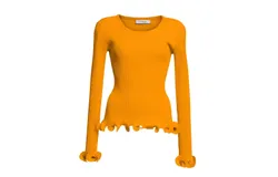 MILLY Women's Tangerine Wired Edge Ribbed Knit Pullover Sweater