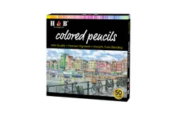 H&B Oil Colored Pencils Set 50 Color Pre-Sharpened Color Sketch Pencils Art Supplies for Students Adults Artists Drawing Sketching Coloring Books Decoration DIY Projects Present Gift