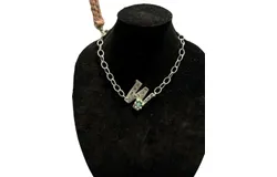 Art By Amy Labbe "w" Initial Necklace In Silver