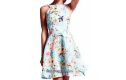 Mac Duggal Floral Halter Mini Dress In Multi Color