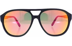 Vuarnet Men&apos;s Vl1607 Pilot Horizon Sunglasses In Matte Black Pure Blue Red Flashed Mirror Lens