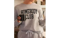 Oat Collective Homebody Club Graphic Sweatshirt In Dark Grey