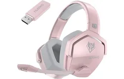 NUBWO G06 Dual Wireless Gaming Headset with Mic for PS5&comma; PS4&comma; PC&comma; Mobile&comma; Switch&colon; 2&period;4GHz Wireless &plus; Bluetooth - 100 Hr Battery - 50mm Drivers - Pink