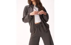 Project Social T Go Get &apos;em Zip Front Jacket In Charcoal