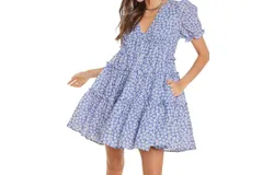 Idem Ditto Floral Babydoll Dress In Blue