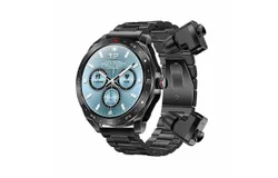Smart Watch with Earbuds for Android iPhone&comma; 1&period;52-inch IPS Fitness Tracker&comma; All-in-One Smart Watch&comma; Long Standby TWS Music Watch for Men Women &lpar;Black Steel Band&rpar;