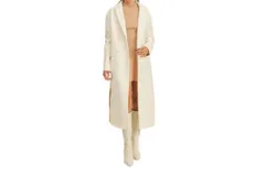 Klesis Double Standard Long Color Block Coat In Ivory&sol;beige