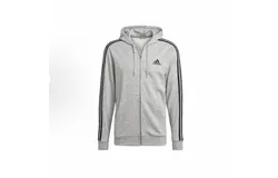 Men&apos;s adidas Grey French Terry Jacket with 3 - Stripes and Full - Zip Hoodie Design