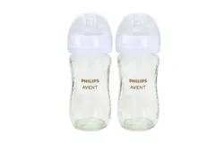 Philips Avent Natural Glass Baby Bottles with Natural Response Nipples &lpar;Medium Flow&comma; Flow 3&rpar;&comma; 8oz&comma; 2-Pack&comma; SCY913&sol;02