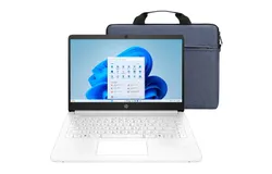 HP 14-Inch Laptop with Intel Celeron N4500 Processor&comma; 4GB RAM&comma; 64GB eMMC Storage&comma; Windows 11 Home in S Mode – Snowflake White &plus; Splash Proof Wear Resistant Polyester Fiber Computer Briefcase Laptop Bags for 15&period;6" Laptops