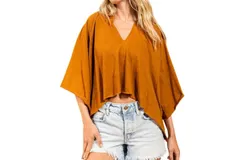Bucketlist Raw Edge Top In Camel