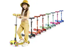 Kids Scooter – Children and Toddler 3 Wheel Kick Scooter – LED Wheel Lights Illuminate When Rolling– Adjustable Handlebar – Indoor and Outdoor