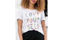 Grace & Lace Love Yourself Space Dyed Graphic Tee In Multi