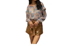 Miss June Paris Renata Blouse In Blue Multi